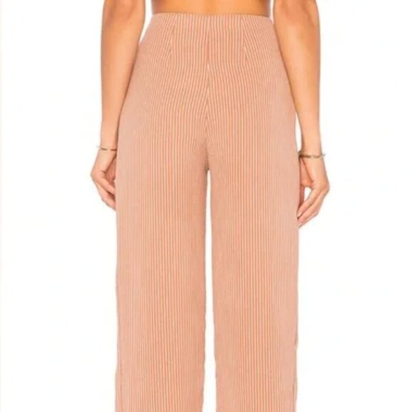 Revolve ELLEJAY Two Piece Matching Pant Set Tan/White Striped Crop Top & Pants 0 - Picture 9 of 15